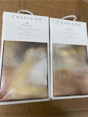 2 Casaluna Silk Pillowcase - New Metallic Gold & Champagne Shimmer